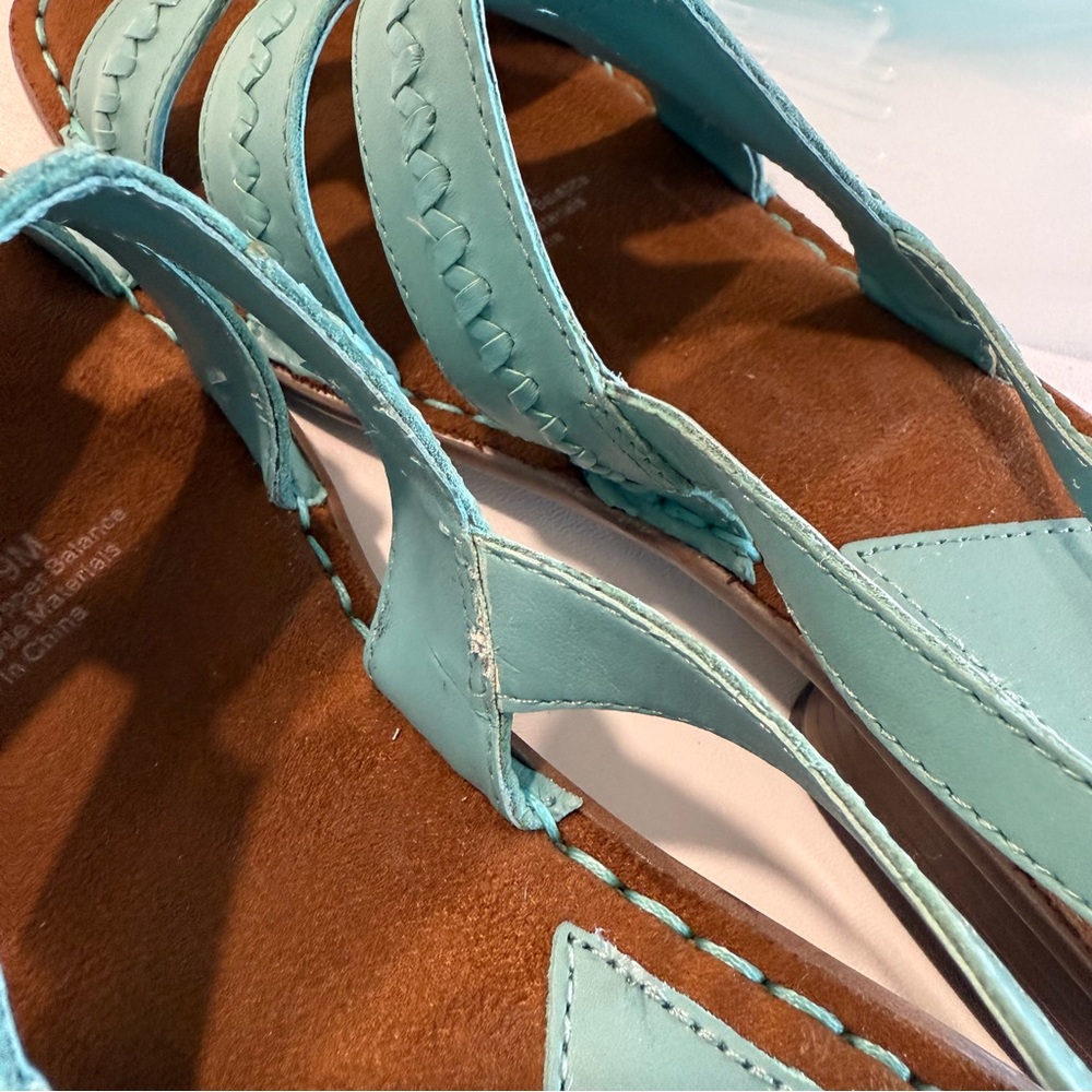 Life Stride Trinidad Aqua Marine Beaded Wedge Leather Sandals Womens Size 9 - Picture 8 of 8